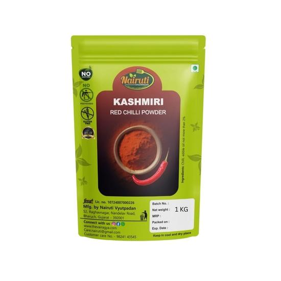 NAIRUTI VYUTPADAN | Pure Kashmiri Chilli Powder 1Kg Non-Spicy Natural Colour Enhancer | 100% Pure | No Added Colour