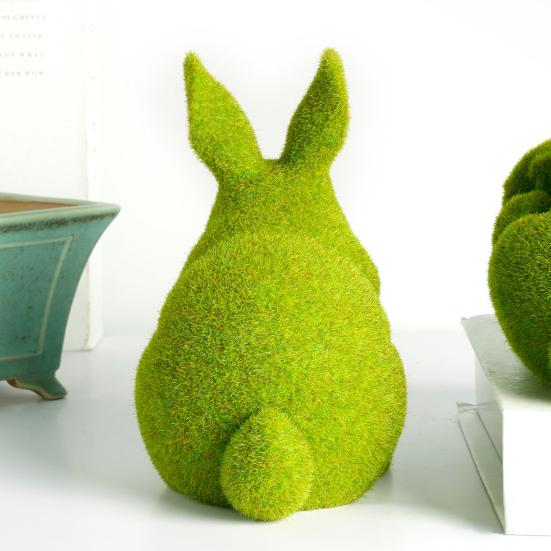 Статуэтка пасхального кролика, зеленая стайная скульптура кролика, маленькая реалистичная статуэтка кролика, центральный элемент стола для весеннего сада, внутреннего дворика, домашнего декора