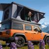 VEVOR Rooftop Tent Hard Shell, 2-3 Person Aluminum Roof Top Tent Hardshell with Tri-Color LED Light, Thick Mattress & 2 Windows