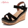 Aphixta Wedge Sandals Peep Toe Buckle Shoes Woman Platform 10cm Cool Summer Super High Heel Shoes Female