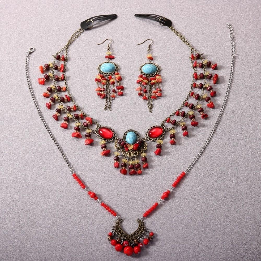 Богемные стили Фестивальная цепочка на лоб Разноцветные бусины Бусины Кисточки Повязки на голову Бохо украшения