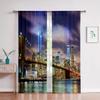 Городское здание 3D-печатные шторы Вид на улицу Ночной вид Здание Комплекс Гостиная Окна от пола до потолка Индивидуальные шторы