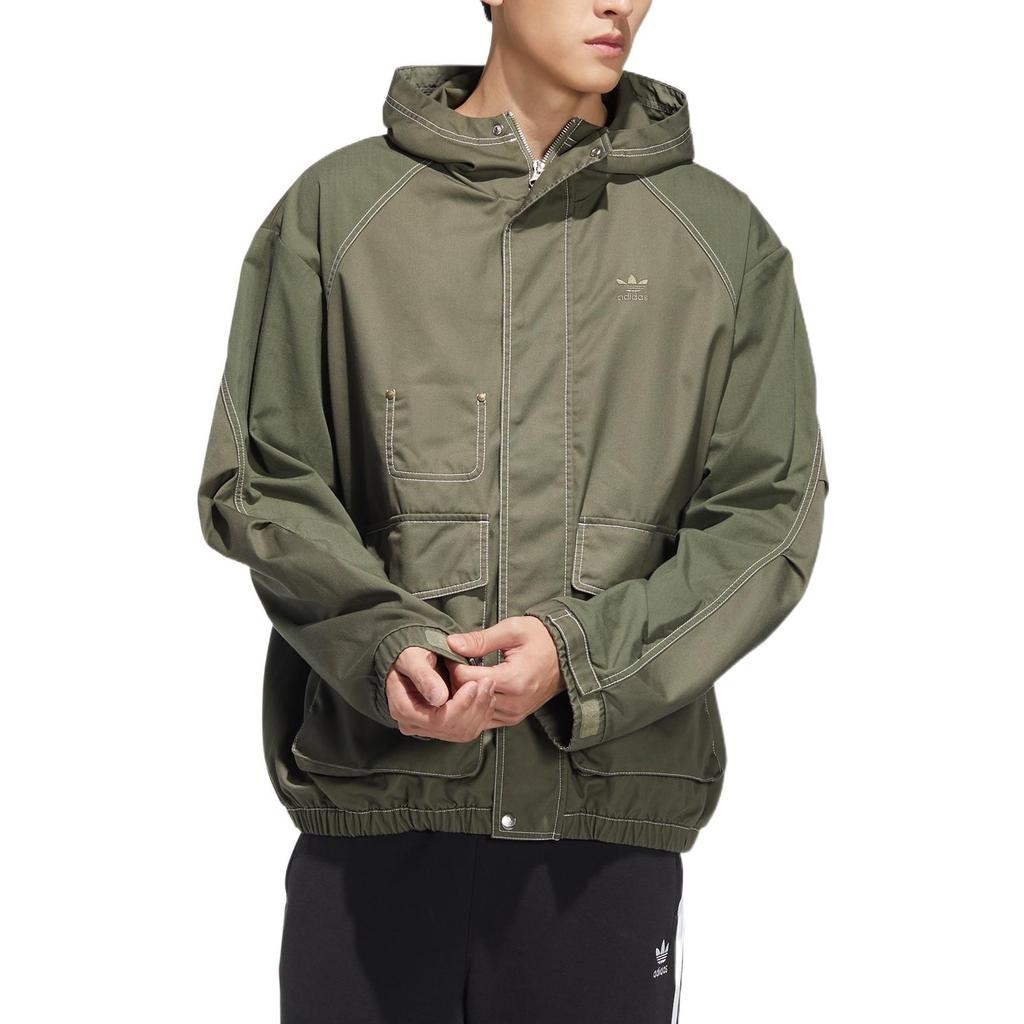 Adidas Originals Trefoil Ww Hooded Jacket With Embroidered Logo Men Outerwear Army-Green HM8017
