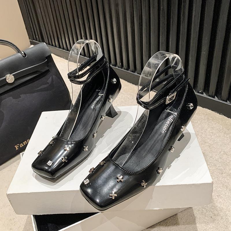 Премиальные французские ретро серебряные туфли Мэри Джейн маленькие кожаные туфли женские туфли с юбкой высокие каблуки легкие туфли с мочками