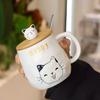 Creative Cartoon Ceramic Cup With Lid and Spoon Cute and Different Cups of Coffee Breakfast Milk Coffee Cup Office Cat Mug Mugs