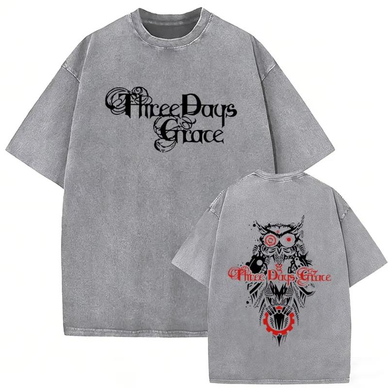 Стирка Винтажная Футболка Рок-группы Three Days Grace Тур Alienation 2026 Графика Скелета Мужские Альтернативные Металлические Футболки