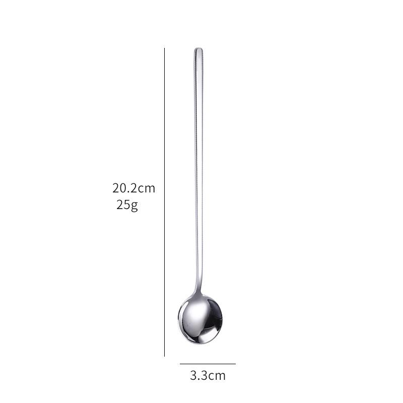 Ложка из пищевой нержавеющей стали 304 с длинной ручкой для мороженого, чая, кофе, круглые ложки для размешивания, столовые приборы, кухонные принадлежности для бара