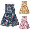 Детские платья-трапеции с цветочным принтом и круглым вырезом для девочек, детское платье-жилет в винтажном стиле