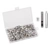 100 Sets Grommet Kit with Eyelets Washers 1/2 Inch 3PCS Installation Tools Silver Metal Grommets