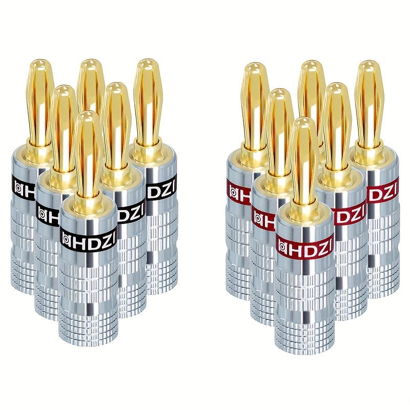 HHDZI 24K Gold Plated Banana Plug Aluminum Shell Screw Lock Audio Connector for 12-18 AWG Speaker Wire HiFi AmplifierGood product