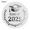 120 шт. наклейки для выпускного класса 2025 г. Золотая фольга металлические этикетки для выпускного вечеринки принадлежности для выпускных колпачков конвертов подарочные пакеты