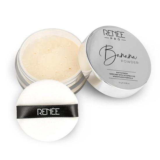 Пудра RENEE Pro Banana Loose Matte Finish Powder-светло-бежевая-закрепляет макияж,длительная стойкость и контролирует блеск-стойкая,легкая и легко растушевывается-витамины C и E