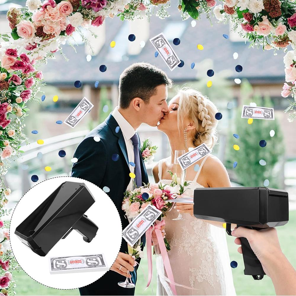 Черный денежный пистолет-шутер с 100 шт. реквизитом для свадьбы, дня рождения, девичника