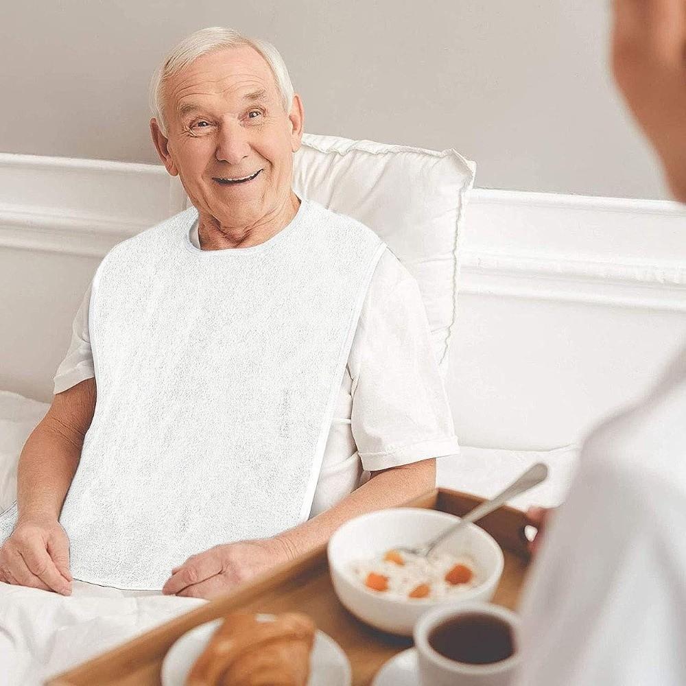 Lightweight Dining Clothing Protectors Soft Daily Care Apron Polyester Dining Cloth Elderly