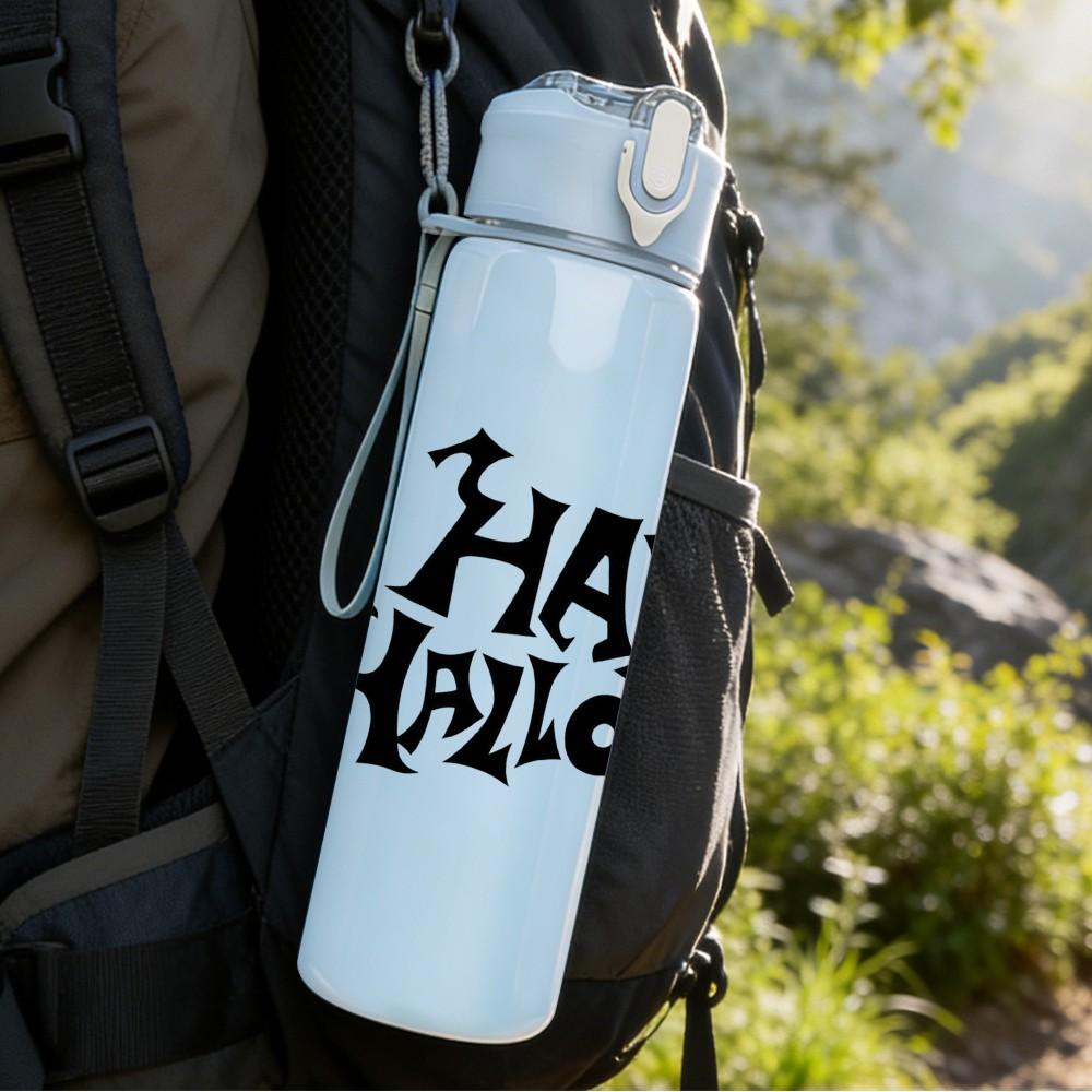 1PC Minimal Happy Halloween 750ml Color Plastic Sports Water Bottle Leakproof Flip Straw Lid Suitable for Sports Office Home Use