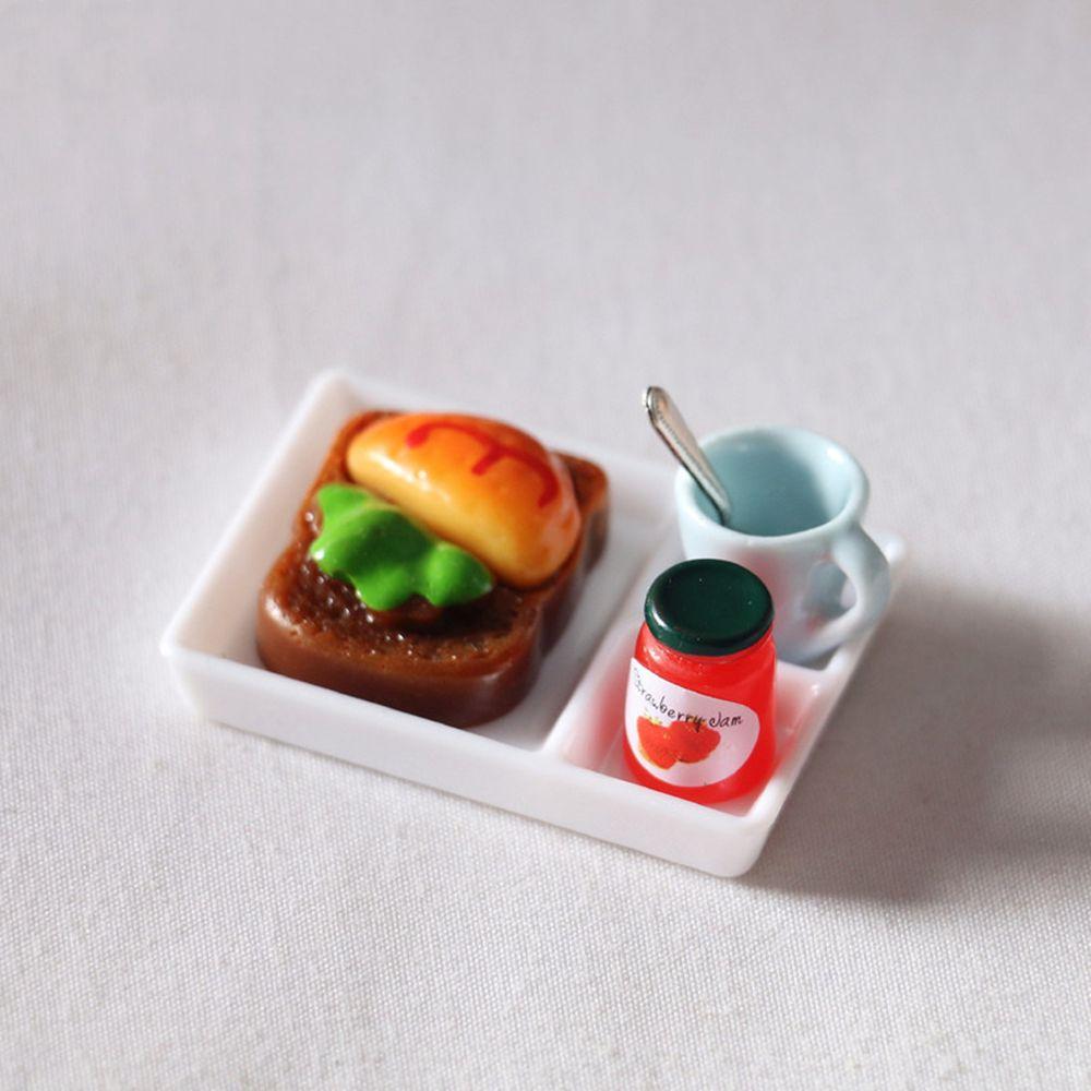Ложка Тарелка Чашка Ужин Тост Хлеб Миниатюрная Модель Еды Кукольный Домик Игровой Кухонный Аксессуар