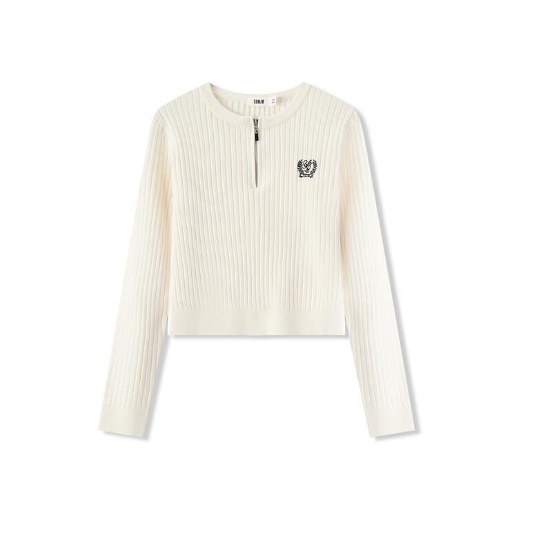 Женский вышитый свитер Semir облегающего кроя на молнии до середины