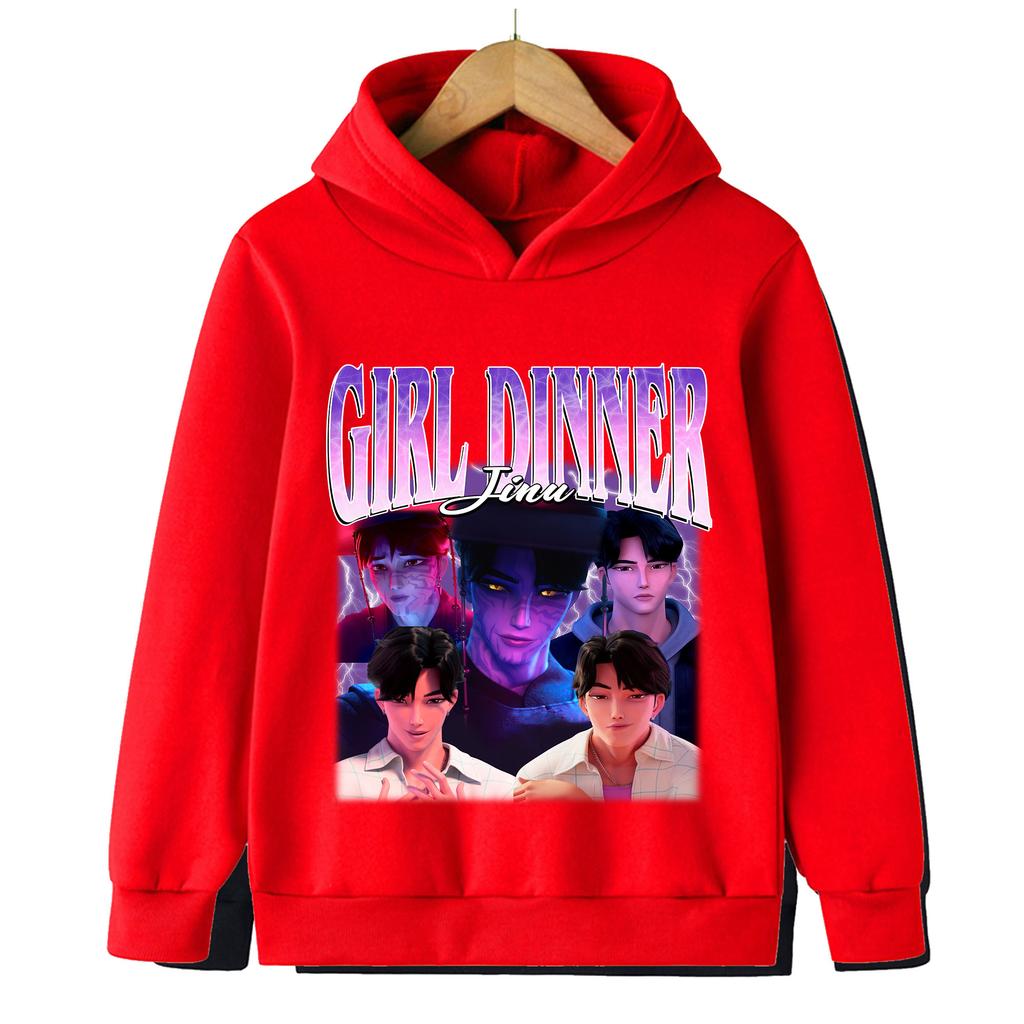 Детское худи с графическим принтом K-pop для мальчиков и девочек - Модная черная толстовка для весны и осени