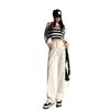 Off-white straight jeans women's spring new high-waisted high-end loose and narrow wide-leg pants