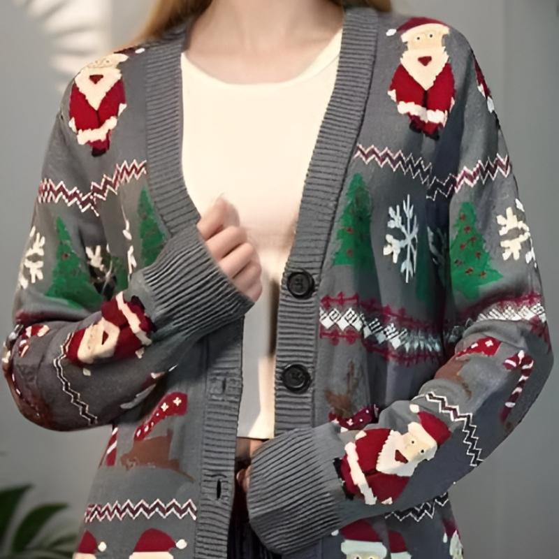 Fashionable Lazy Style Loose Long Sleeve Sweater Knitted Cardigan Women's Vintage Forest Style V-Neck Sweater