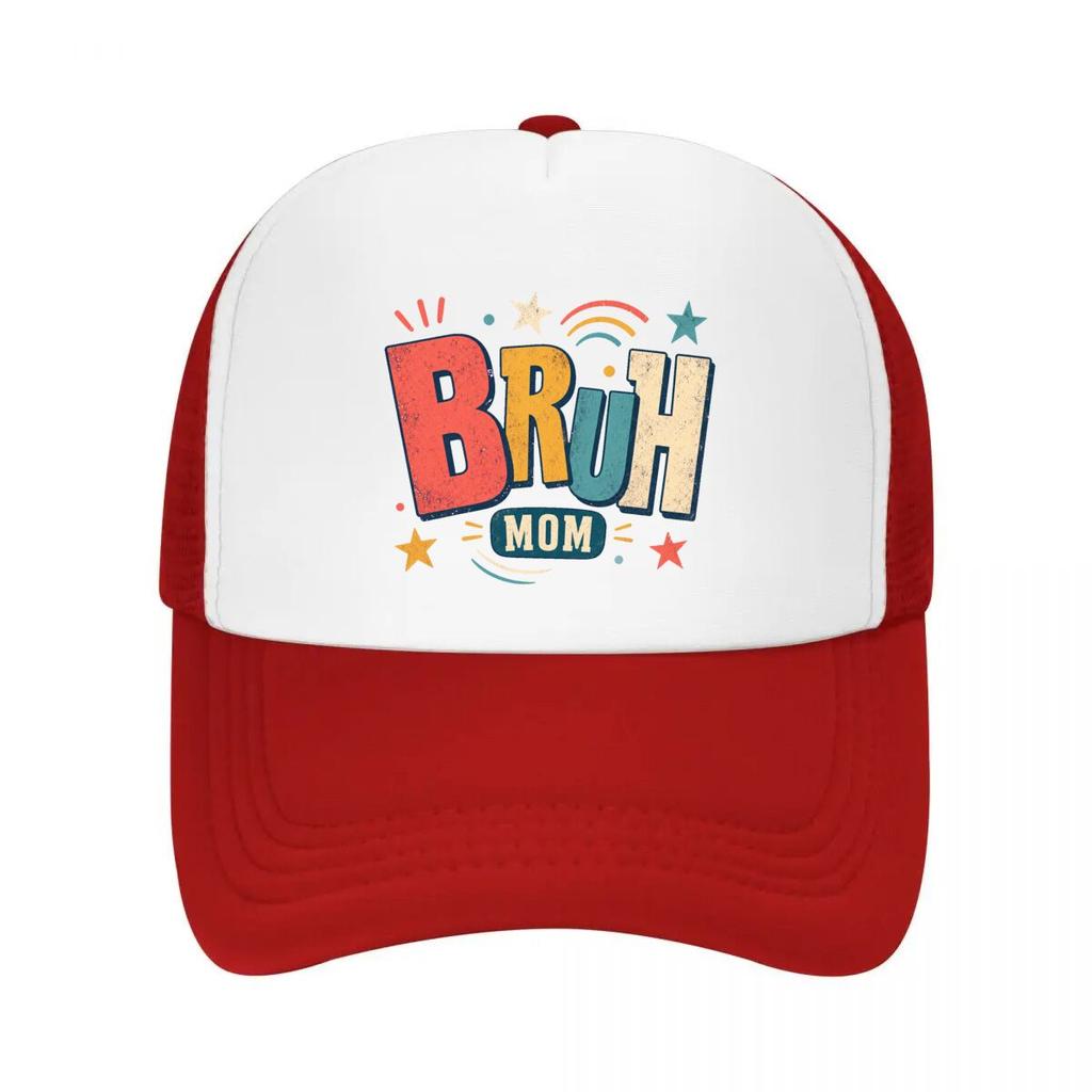 Retro Bruh Mom Sunset Wordmark Mesh Baseball Cap Casual Hat Outdoor For Womens Unisex FeUnisex