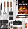30pcs Stainless Steel Grill Tools Set Heavy Duty BBQ Accessories Kit , Portable Grilling Utensils for Outdoor Camping