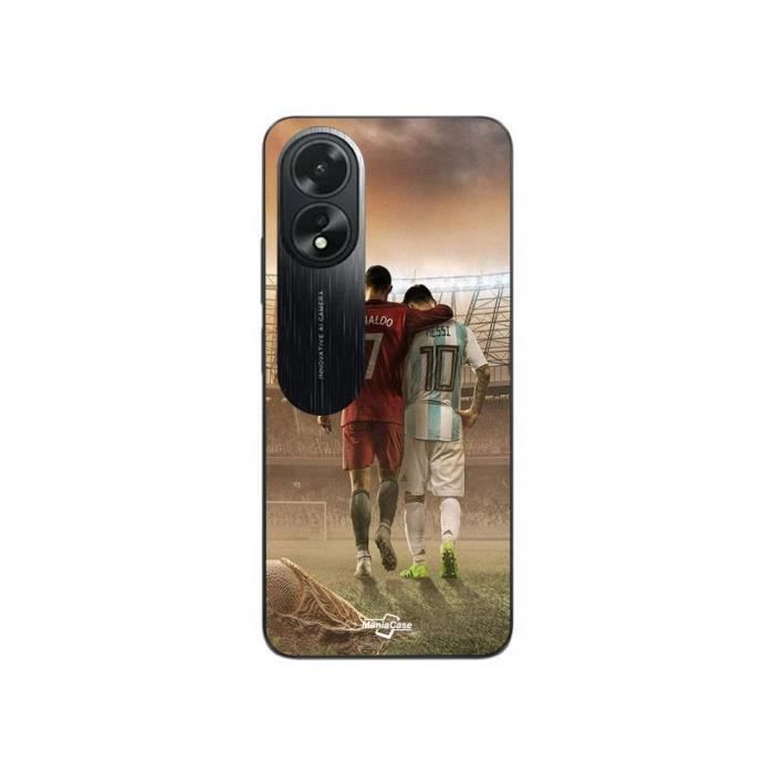 Coque pour Oppo A58 - MANIACASE - CRISTIANO RONALDO MESSI GOAT - Souple - Noir - Mixte