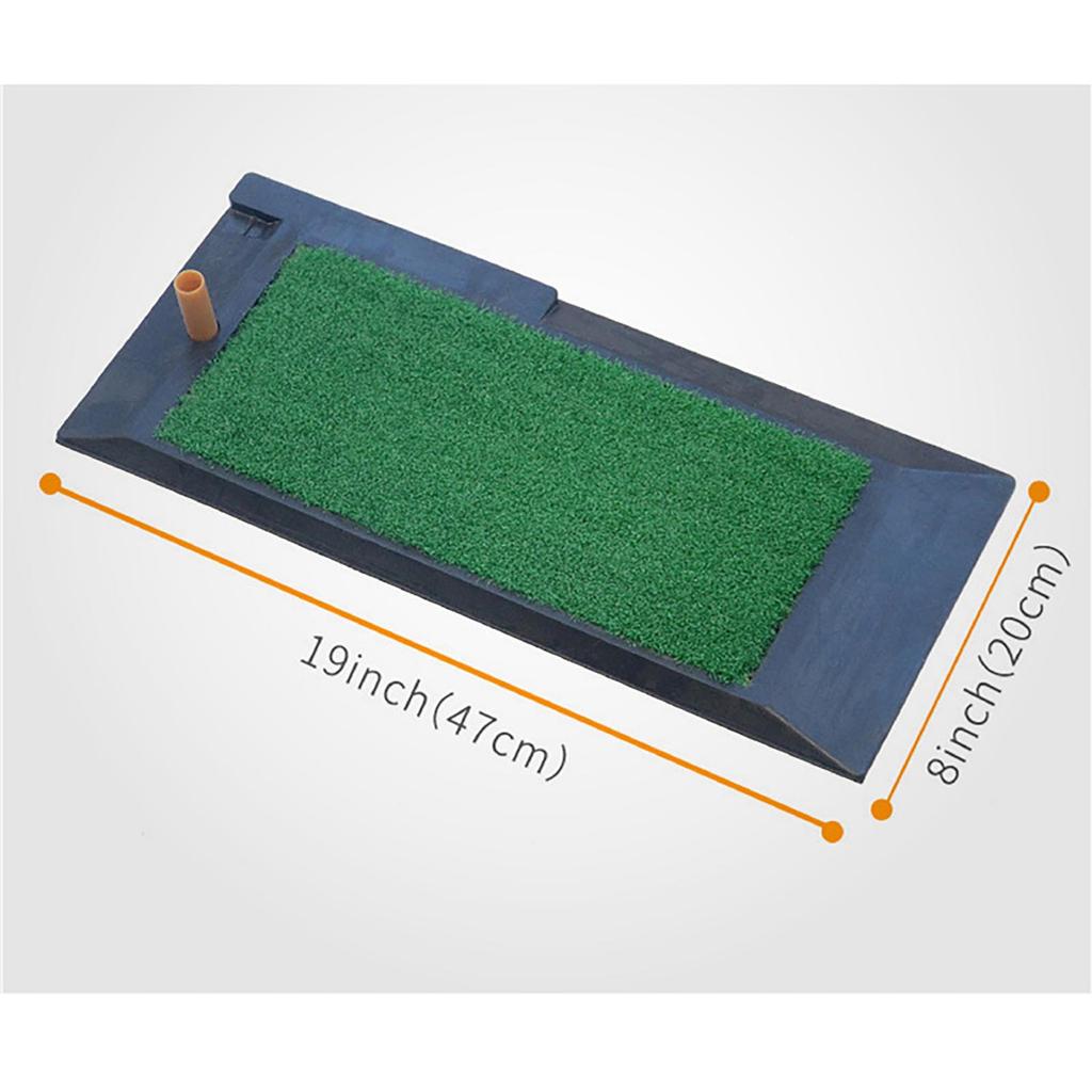 Green Golf Practice Turf Mat 20x47cm, Heavy-Duty Rubber Base Training Equipment for Indoor Outdoor Backyard Use