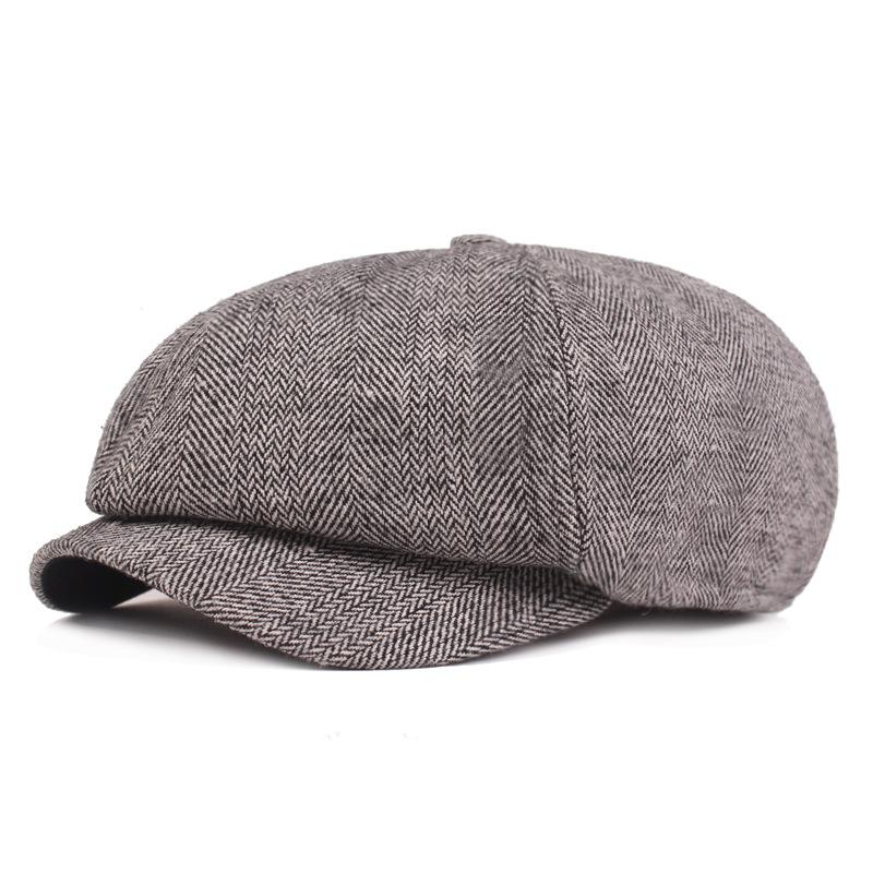 Восьмиугольная шляпа из твида «елочка» мужской берет осенне-зимняя утолщенная шляпа уличная кепка «утиный нос» шляпа для пожилого мужчины