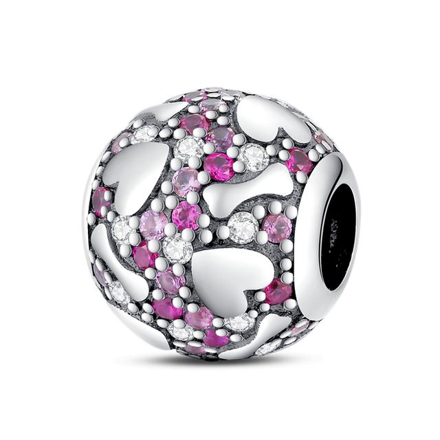 Стерлингового Серебра 925 пробы Love You Mom с двойным сердцем, висячие бусины с разрезом, подходят для оригинального модного браслета, сделай сам, для женщин, ювелирные изделия, подарок