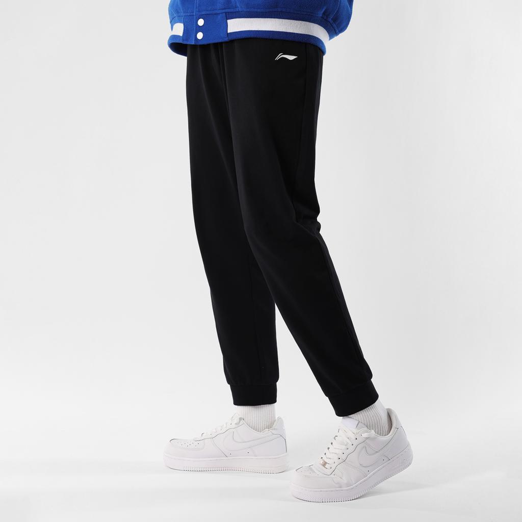 Li-Ning Letter Logo Print Crew Neck Pullover Fleece Sports Sweatpants And Hoodie Set Men Sweatpants And Hoodie Black AWDTC71-1+AKLSC99-1