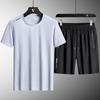 Men's Quick-Dry Ice Silk Sports Set - Lightweight, Breathable Summer Short-Sleeve Top and Casual Shorts