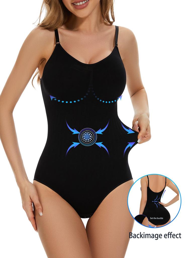 Solid Seamless Shaping Bodysuit, Tummy Control Butt Lifting Slimmer Body Shaper, Women's Underwear & Shapewear