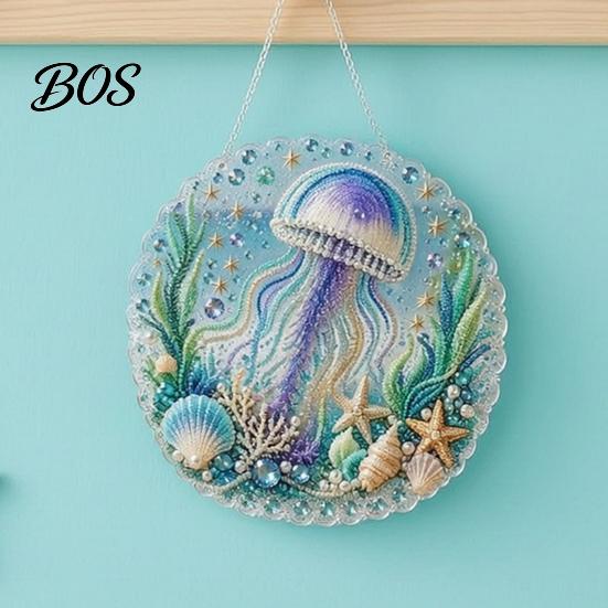 DIY Mosaic Craft for Adults Coastal Faux Pearl Painting Kit, Ocean Theme Art Decorative Bead Work Sparkling Sea Animal Ornament Kit And Beginners