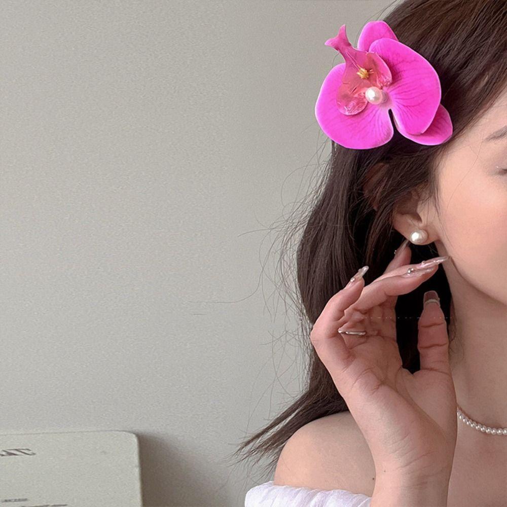 Butterfly Orchid Orchid Flower Hairpin Pearl Girl Hair Clip Sweet Flower Hair Clip Women