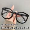 Blue Light Blocking Eye Protection Presbyopia Glasses Vintage Round Frame Eyewear Trendy Large Frame Black Reading Glasses