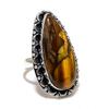 Tiger Eye Gemstone Handmade 925 Sterling Silver Jewelry Ring Size 9 SU-10549