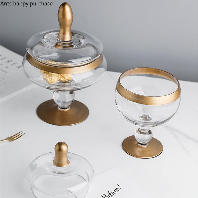 Tall Feet Glass Candy Jar Phnom Penh Transparent Glass Jar Storage Tank Dessert Plate Fruit Plate Snack Tray Dried Fruit Box