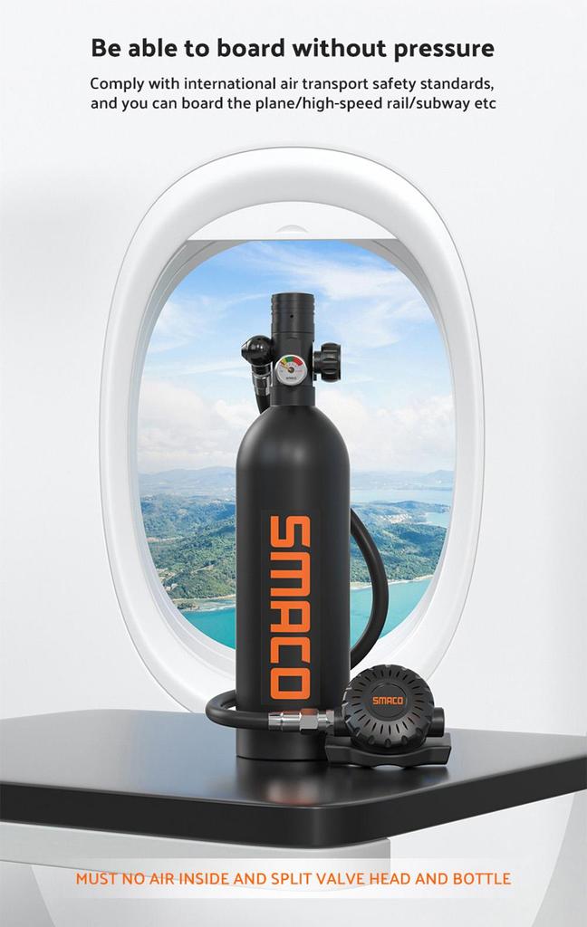SMACO S400 Plus 1L Mini Scuba Diving Balloon для 15-20 минут использования Time Легкий и портативный комплект для дайвинга - зеленый