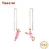 Серьги-капельки из стерлингового серебра 925 пробы с розовыми кристаллами, серьги-капли для женщин, подарки для свадебной вечеринки