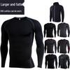Plus Size Men's Quick Dry Long Sleeve T-Shirt for Fitness & Running - Loose, Elastic, Sweat-Wicking Sportswear