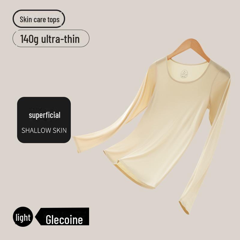 Женский ультратонкий бесшовный термобелье — телесного цвета, высокая эластичность, невидимое тепло, идеально подходит для осени и зимы.