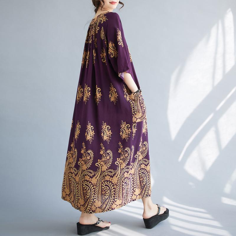 DIMANAF Большие размеры женское 2024 новое летнее хлопковое свободное платье винтажное платье с круглым вырезом базовые длинные платья оверсайз