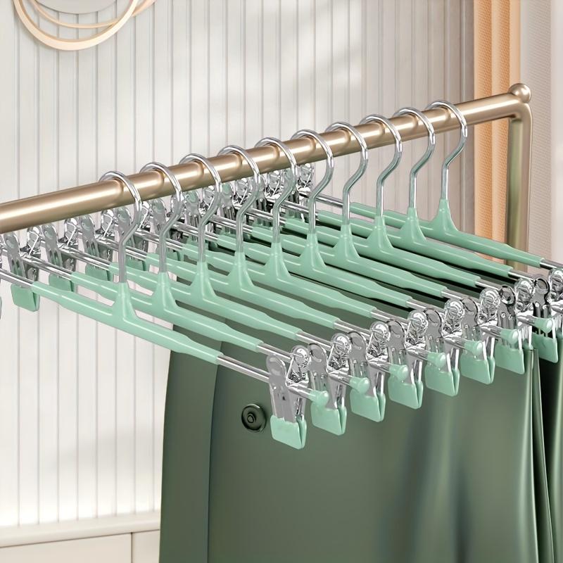 10pack Trouser Hanger Clip Retractable Wardrobe Household Traceless JK Hanger Clothes Hanger Collection Stainless Steel Skirt Clip Drying Clip