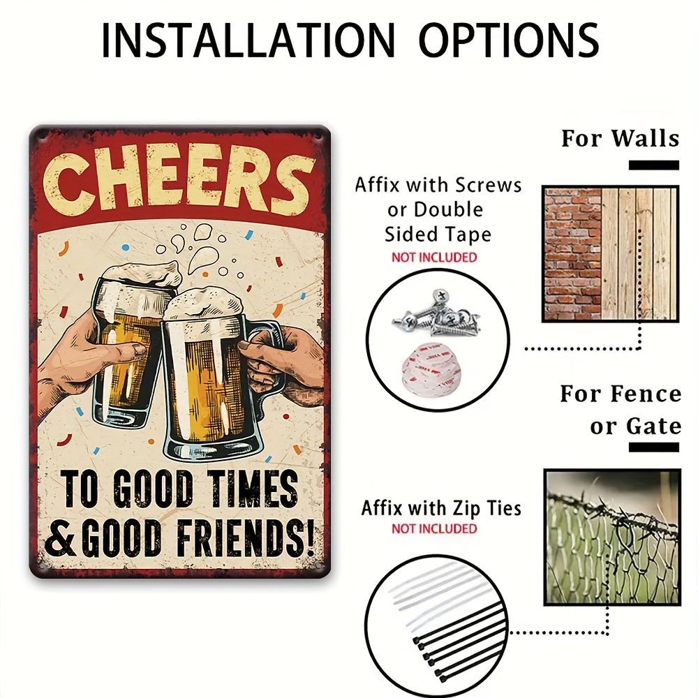 Винтажная алюминиевая табличка Cheers Beer Toast - Классическая настенная табличка, Многоцелевой декор для дома, фермерского дома, бара, паба