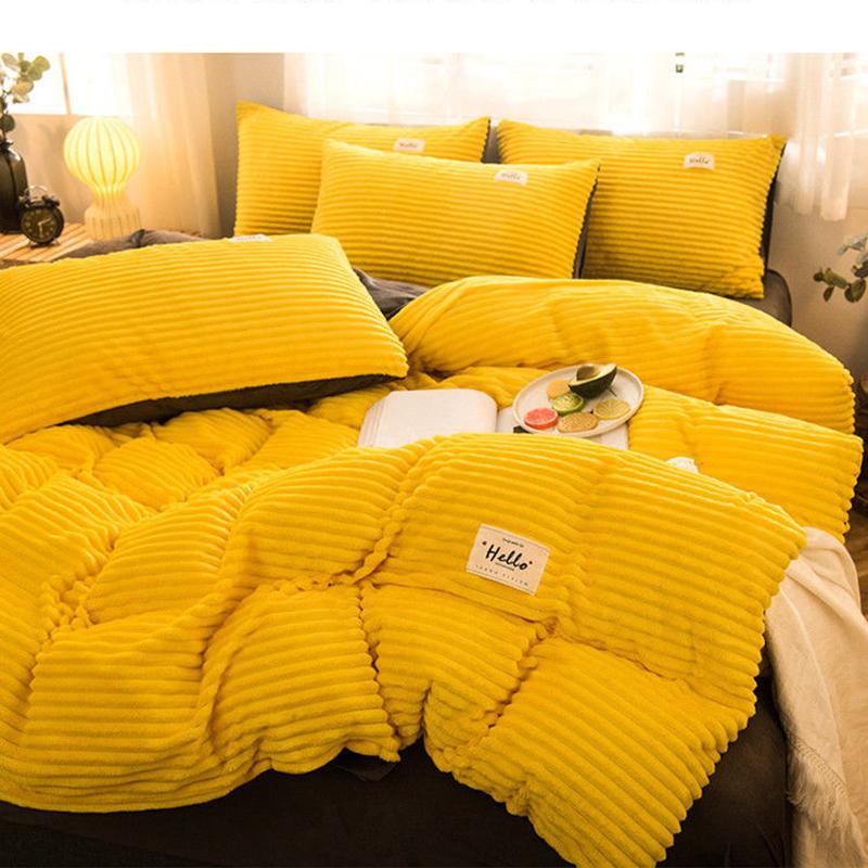 Зимнее фланелевое покрывало из четырех частей из кораллового флиса, пододеяльник, утолщенное двустороннее флисовое теплое постельное белье из хрустального флиса