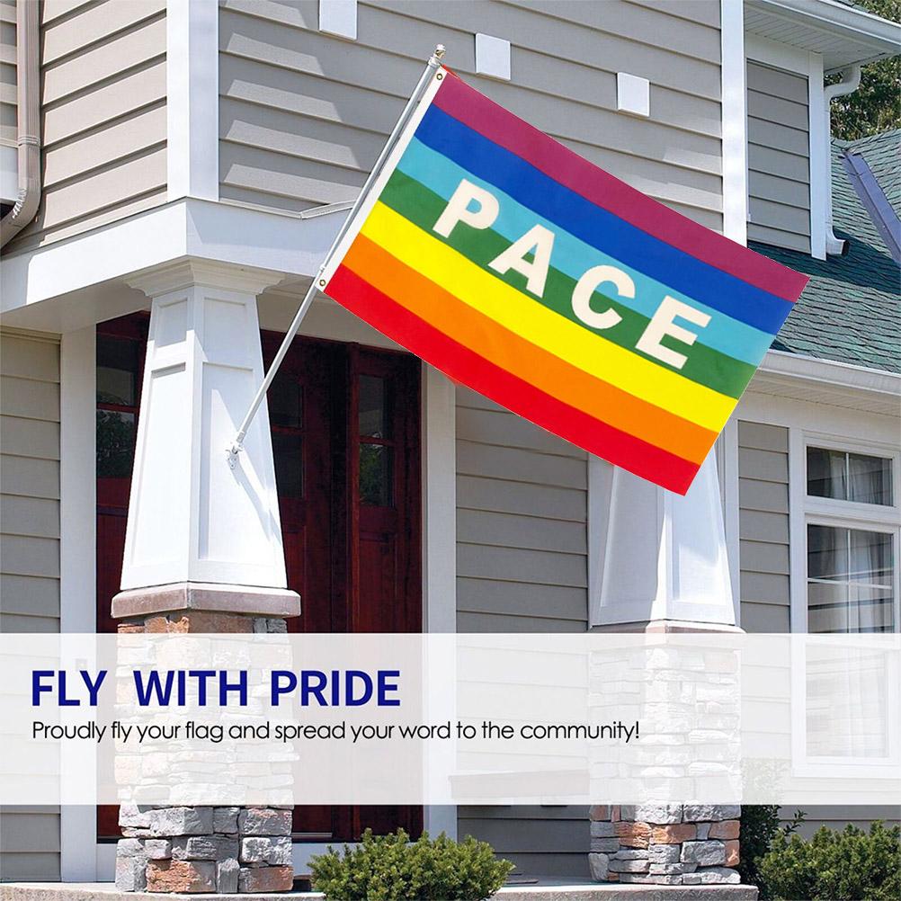 Colorful Peace Flag Polyester Pacifist Flag 90 X 145 Cm Peace Banner Flags for Garden Balcony