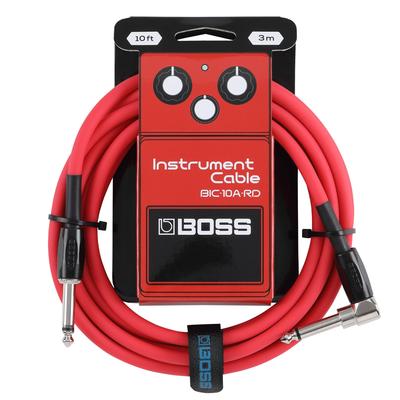 BOSS Гитарный кабель плетеный BIC-10A-RD, Красный, 3 м, Г-образный Прямой, Бескислородный