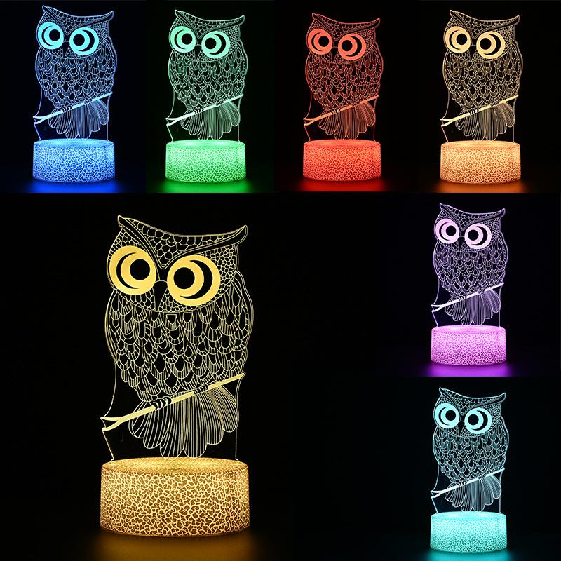 Touch Switch Table Desk Lamp Kid Fashion 3D Owl LED Night Light Bedroom Decor Xmas Gifts