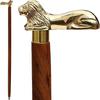 Wooden Walking Stick Wood Cane With Golden Lion Brass Handle - Unique Look Decorative Gentleman Walking Sticks And Canes